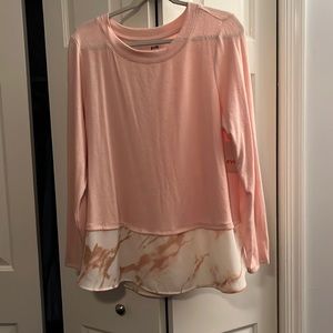 NWT womens pink layered knit blouse 0x
